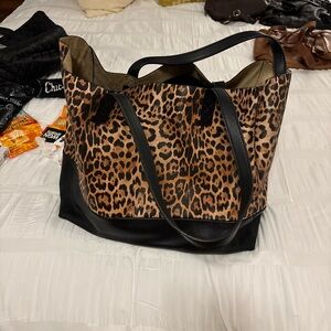 Chico's Leopard and Black Tote Bag